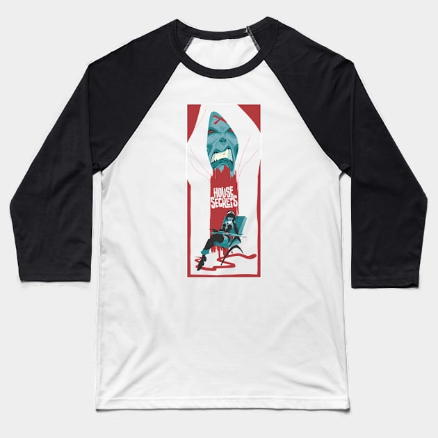 House of Secrets, Design 6, White BG Baseball T-Shirt by MythicLegendsDigital